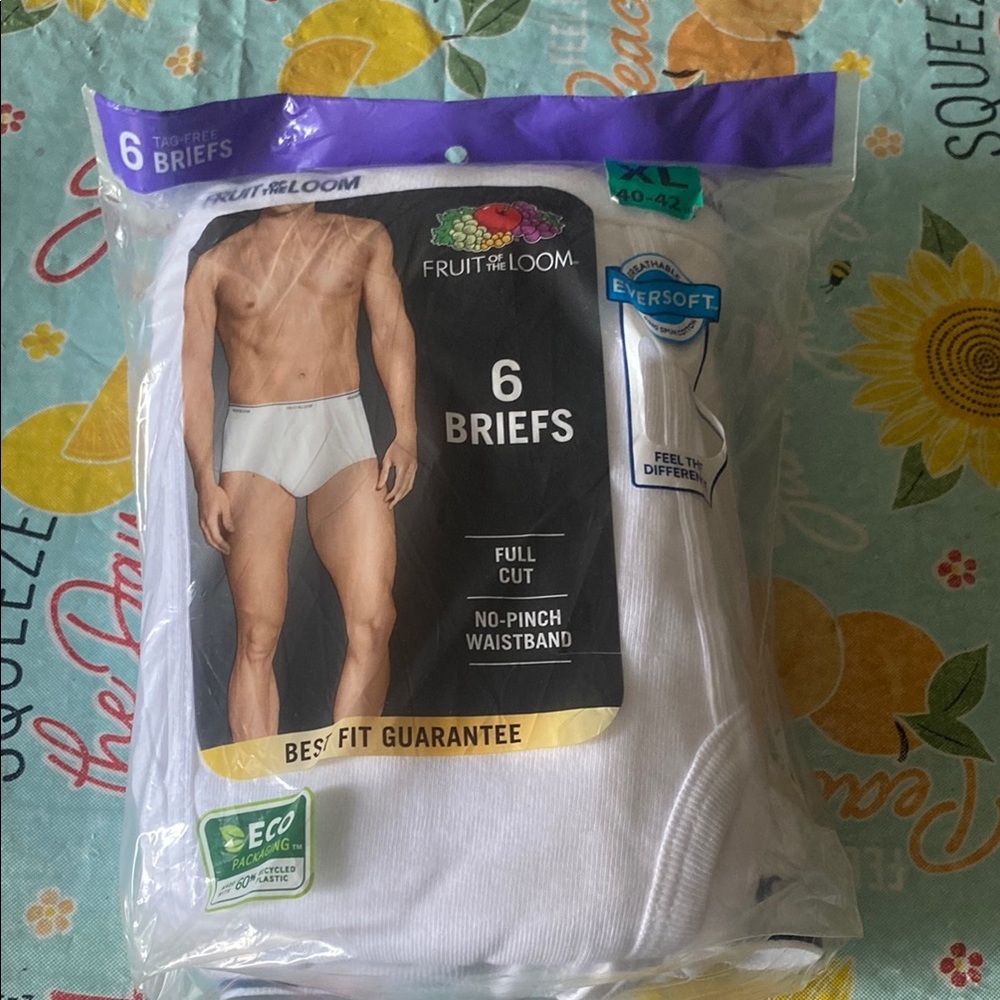 Fruit of the Loom White Briefs‎ 6 Pack Cotton Comfort
